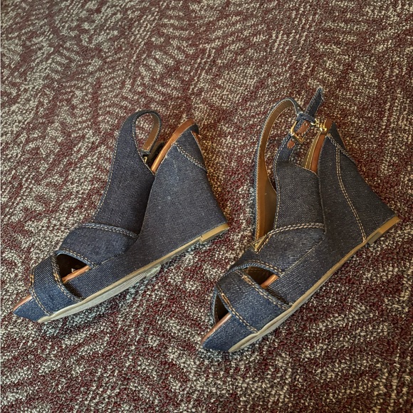 NEW Guess denim wedge sandals - Picture 2 of 8